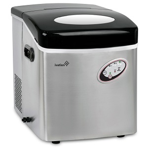 Ivation 48 lb. daily Capacity Counter Top Ice Maker, Stainless Steel, 3 cube sizes.
