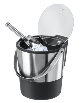 Oggi Double Wall Ice Bucket with Acrylic Flip Lid and Stainless Scoop.